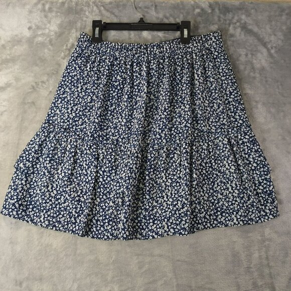 J. Crew Womens Tiered Ruffle Mini Skirt Size S Navy Whimsical Church Floral 90s - Picture 5 of 8